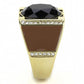TK3465 - IP Gold(Ion Plating) Stainless Steel Ring with Synthetic Onyx in Jet-3