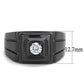 TK3466 - IP Black(Ion Plating) Stainless Steel Ring with AAA Grade CZ  in Clear-1