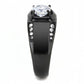 TK3467 - IP Black(Ion Plating) Stainless Steel Ring with AAA Grade CZ  in Clear-3