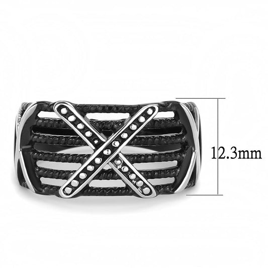 TK3468 - IP Black(Ion Plating) Stainless Steel Ring with No Stone-1