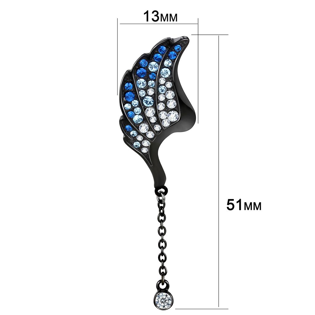 TK3469 - IP Black(Ion Plating) Stainless Steel Earrings with Top Grade Crystal  in Multi Color-1