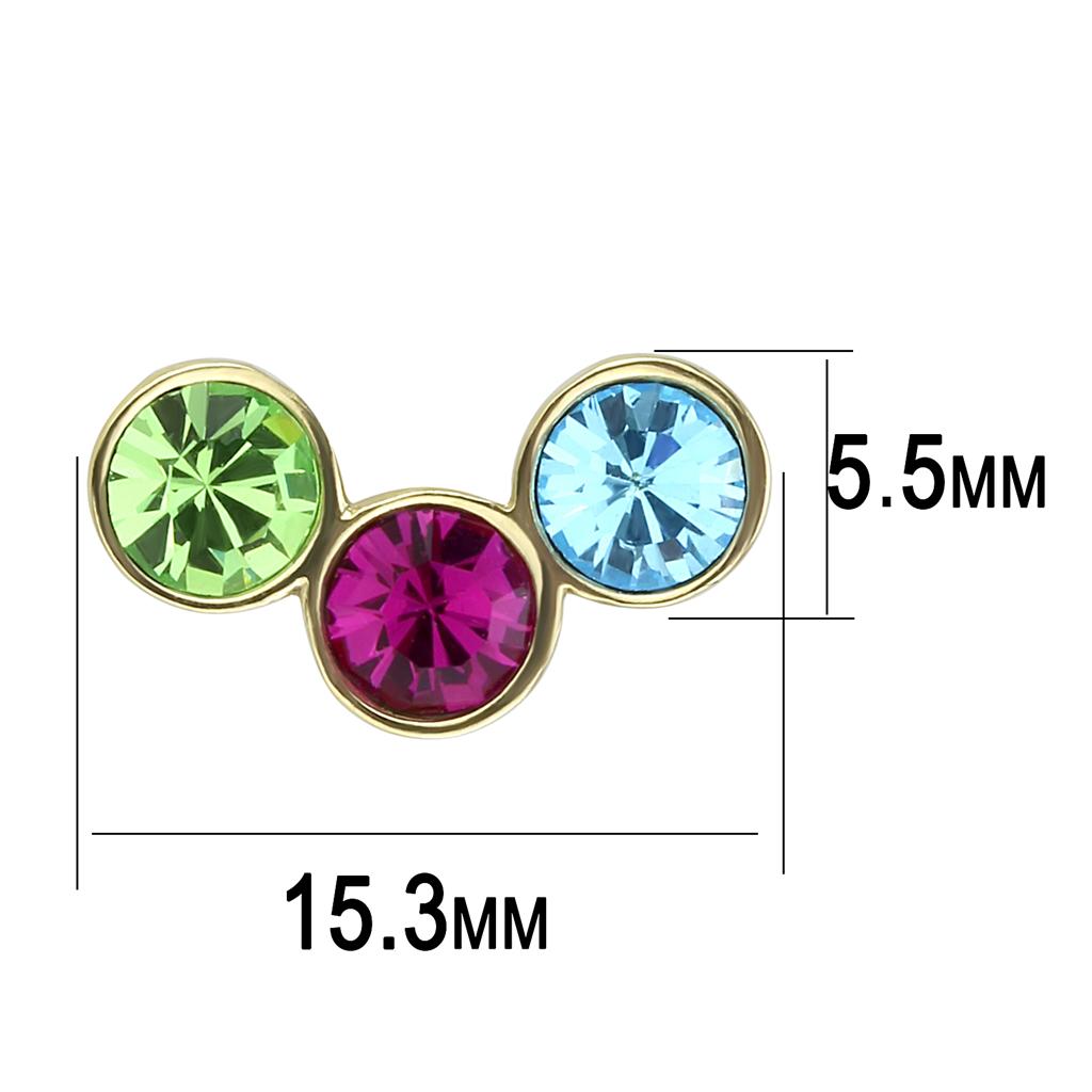 TK3492 - IP Gold(Ion Plating) Stainless Steel Earrings with Top Grade Crystal  in Multi Color-1