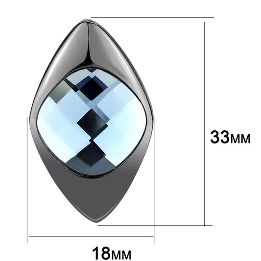 TK3494 - IP Light Black  (IP Gun) Stainless Steel Earrings with Synthetic Synthetic Glass in Light Sapphire-1
