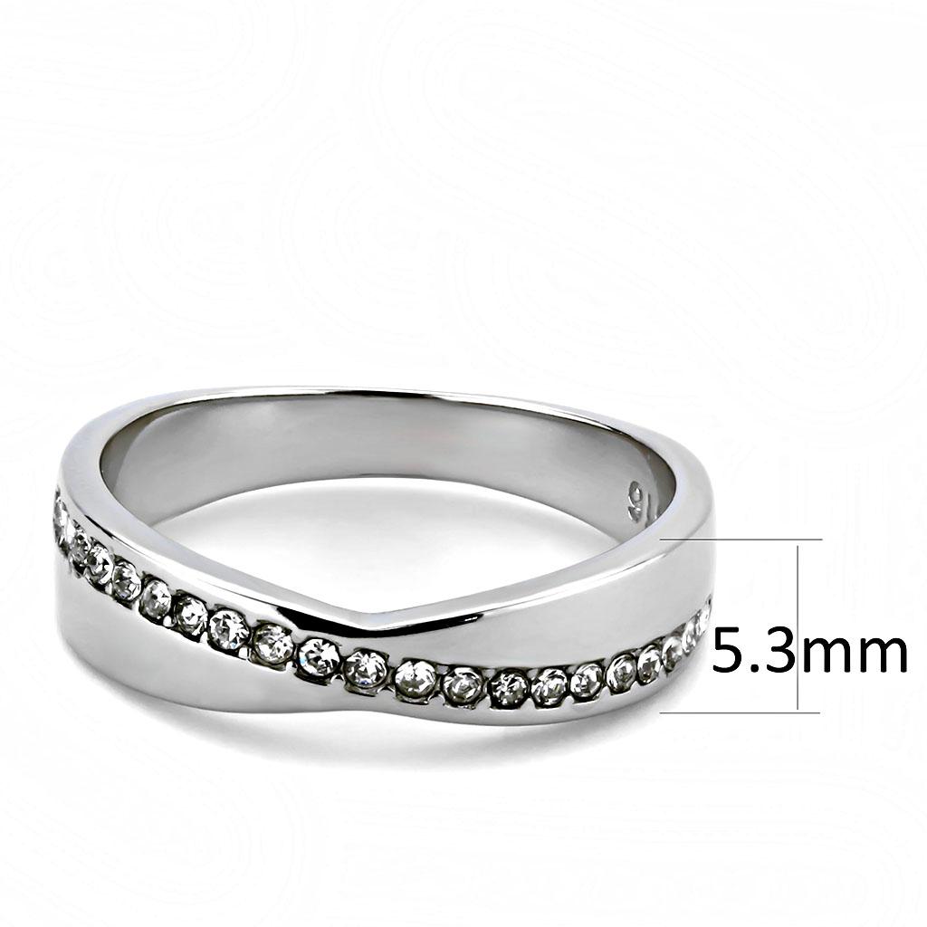 TK3501 - High polished (no plating) Stainless Steel Ring with Top Grade Crystal  in Clear-1
