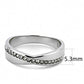 TK3501 - High polished (no plating) Stainless Steel Ring with Top Grade Crystal  in Clear-1