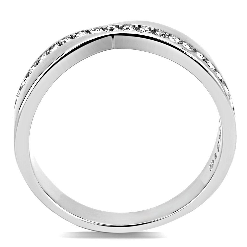 TK3501 - High polished (no plating) Stainless Steel Ring with Top Grade Crystal  in Clear-2