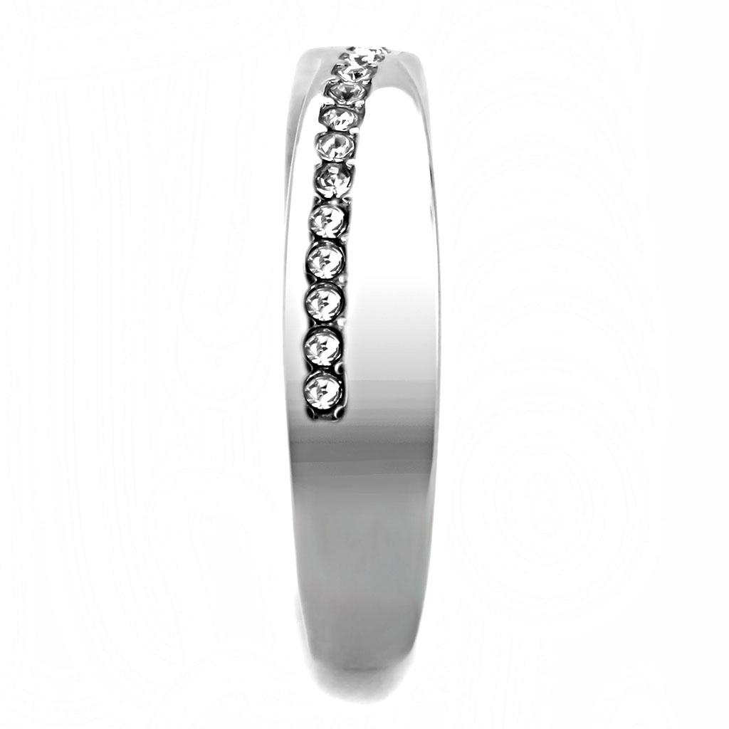 TK3501 - High polished (no plating) Stainless Steel Ring with Top Grade Crystal  in Clear-3