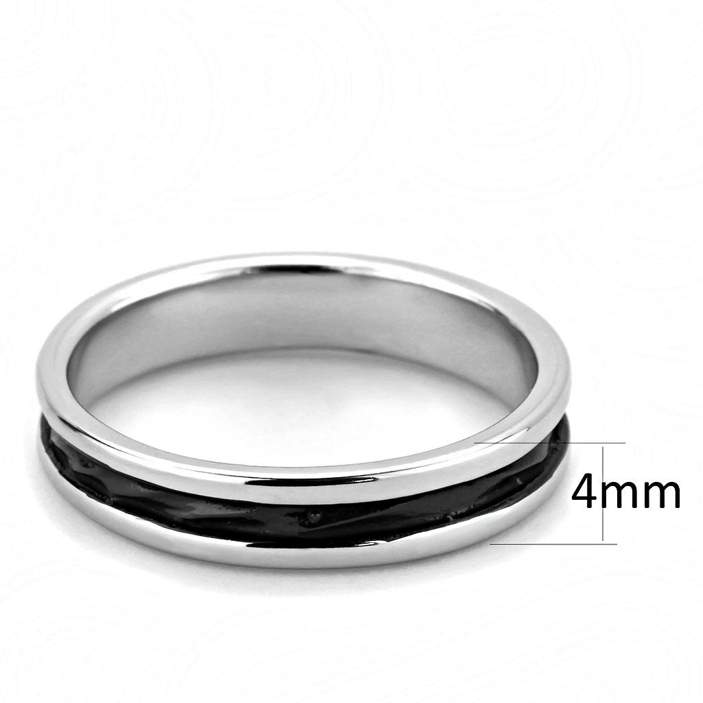 TK3502 - Two-Tone IP Black (Ion Plating) Stainless Steel Ring with No Stone-1