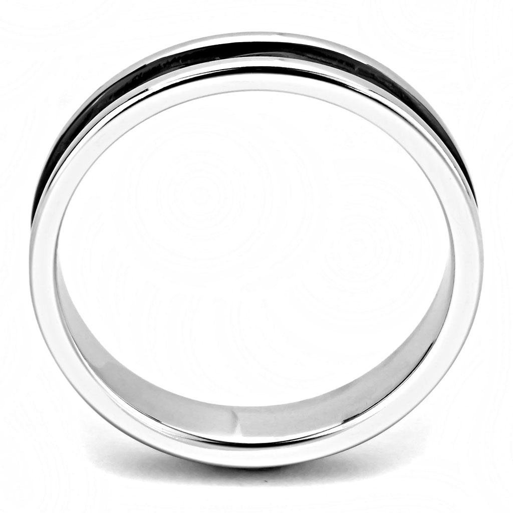 TK3502 - Two-Tone IP Black (Ion Plating) Stainless Steel Ring with No Stone-2