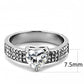 TK3505 - High polished (no plating) Stainless Steel Ring with AAA Grade CZ  in Clear-1