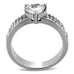 TK3505 - High polished (no plating) Stainless Steel Ring with AAA Grade CZ  in Clear-2