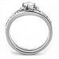 TK3507 - High polished (no plating) Stainless Steel Ring with AAA Grade CZ  in Clear-2