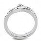 TK3508 - High polished (no plating) Stainless Steel Ring with AAA Grade CZ  in Clear-2
