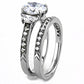 TK3509 - High polished (no plating) Stainless Steel Ring with AAA Grade CZ  in Clear-3