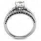 TK3510 - High polished (no plating) Stainless Steel Ring with AAA Grade CZ  in Clear-2