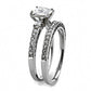 TK3510 - High polished (no plating) Stainless Steel Ring with AAA Grade CZ  in Clear-3