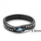 TK3511 - IP Light Black  (IP Gun) Stainless Steel Ring with AAA Grade CZ  in Sea Blue-1