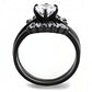 TK3514 - IP Black(Ion Plating) Stainless Steel Ring with AAA Grade CZ  in Clear-2
