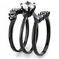 TK3514 - IP Black(Ion Plating) Stainless Steel Ring with AAA Grade CZ  in Clear-3