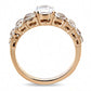 TK3516 - IP Rose Gold(Ion Plating) Stainless Steel Ring with AAA Grade CZ  in Clear-2