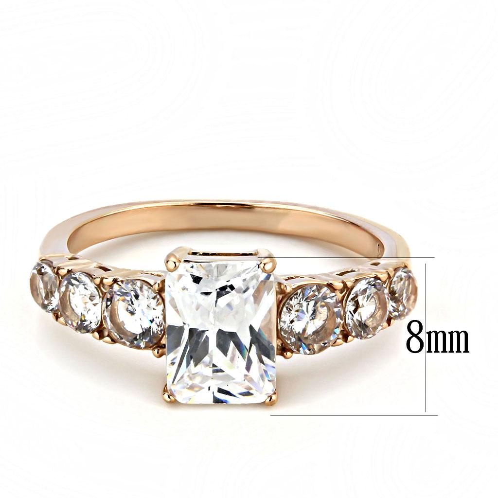 TK3517 - IP Rose Gold(Ion Plating) Stainless Steel Ring with AAA Grade CZ  in Clear-1