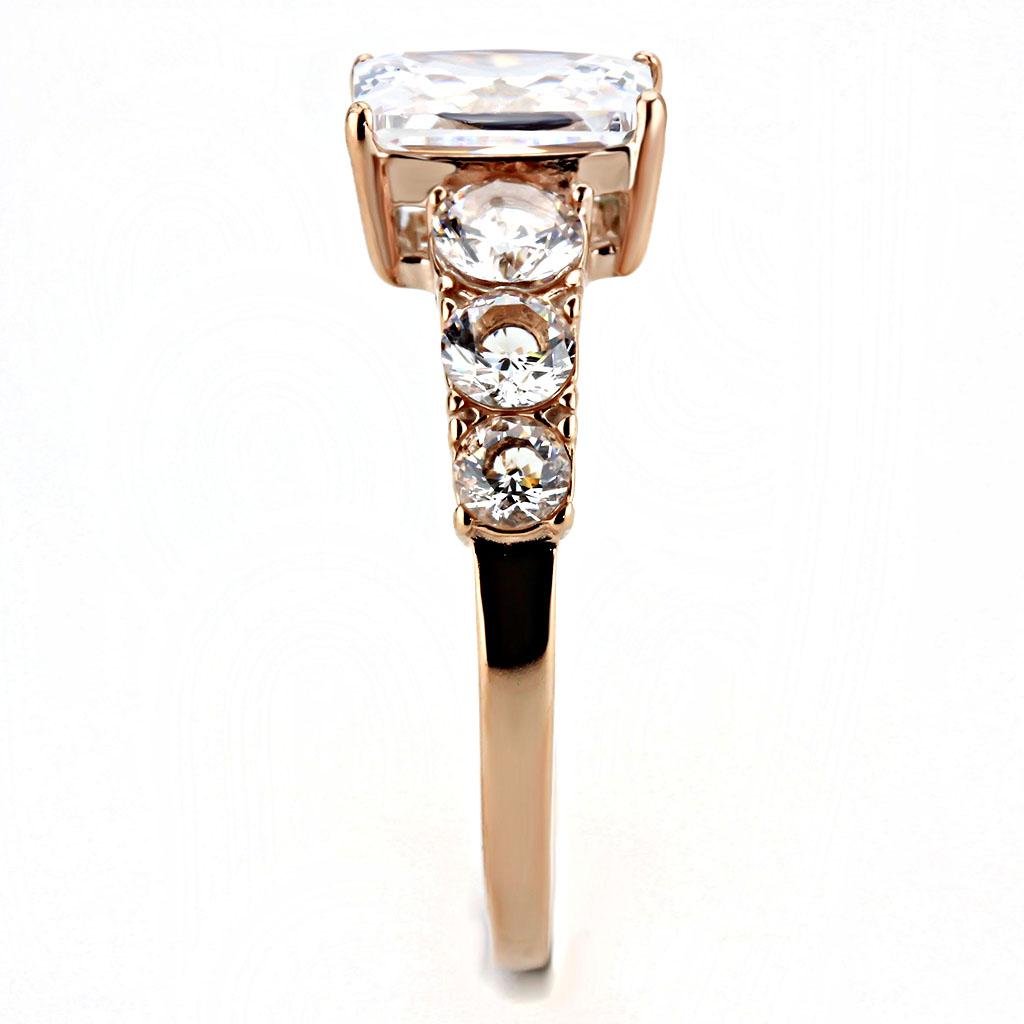 TK3517 - IP Rose Gold(Ion Plating) Stainless Steel Ring with AAA Grade CZ  in Clear-3