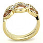 TK3521 - IP Gold(Ion Plating) Stainless Steel Ring with Synthetic Synthetic Glass in Light Peach-2