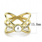 TK3522 - IP Gold(Ion Plating) Stainless Steel Ring with Synthetic Pearl in White-1