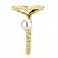 TK3523 - IP Gold(Ion Plating) Stainless Steel Ring with Synthetic Pearl in White-3