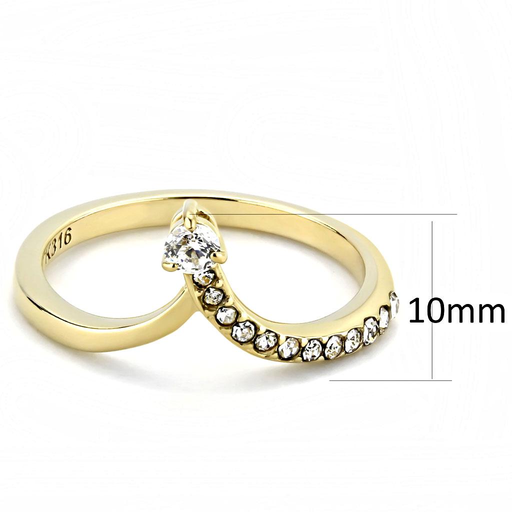 TK3524 - IP Gold(Ion Plating) Stainless Steel Ring with AAA Grade CZ  in Clear-1