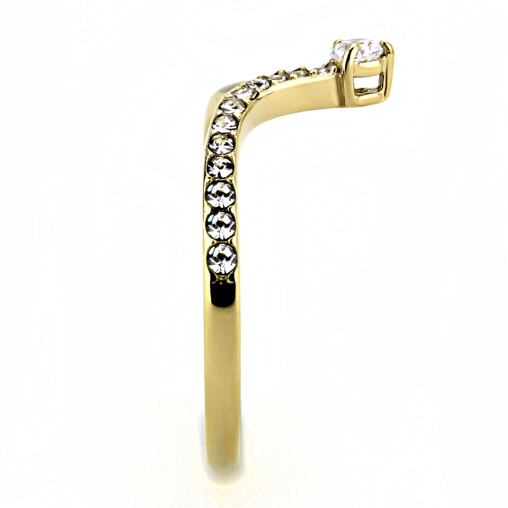 TK3524 - IP Gold(Ion Plating) Stainless Steel Ring with AAA Grade CZ  in Clear-3