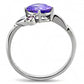 TK3525 - High polished (no plating) Stainless Steel Ring with AAA Grade CZ  in Tanzanite-2