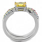 TK3526 - High polished (no plating) Stainless Steel Ring with AAA Grade CZ  in Topaz-2