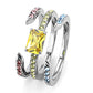 TK3526 - High polished (no plating) Stainless Steel Ring with AAA Grade CZ  in Topaz-3
