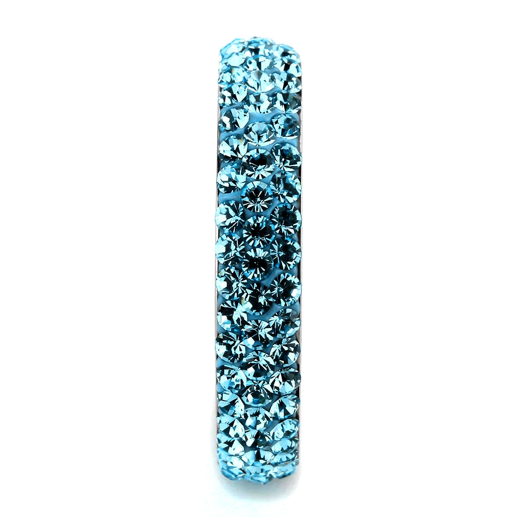 TK3535 - High polished (no plating) Stainless Steel Ring with Top Grade Crystal  in Sea Blue-3