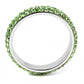TK3537 - High polished (no plating) Stainless Steel Ring with Top Grade Crystal  in Peridot-2
