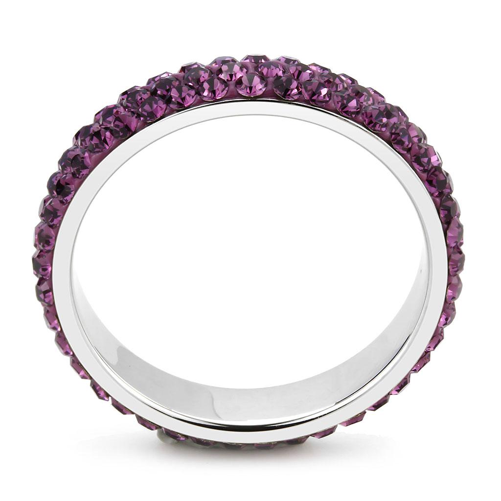 TK3541 - High polished (no plating) Stainless Steel Ring with Top Grade Crystal  in Amethyst-2