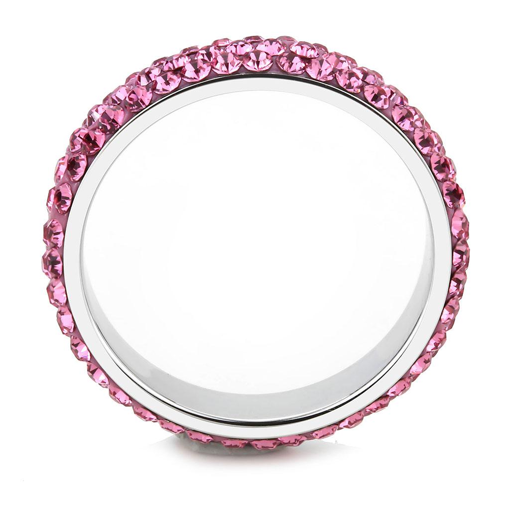 TK3542 - High polished (no plating) Stainless Steel Ring with Top Grade Crystal  in Rose-2