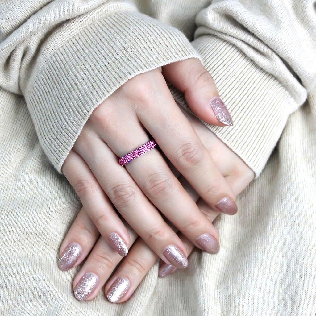 TK3542 - High polished (no plating) Stainless Steel Ring with Top Grade Crystal  in Rose-4
