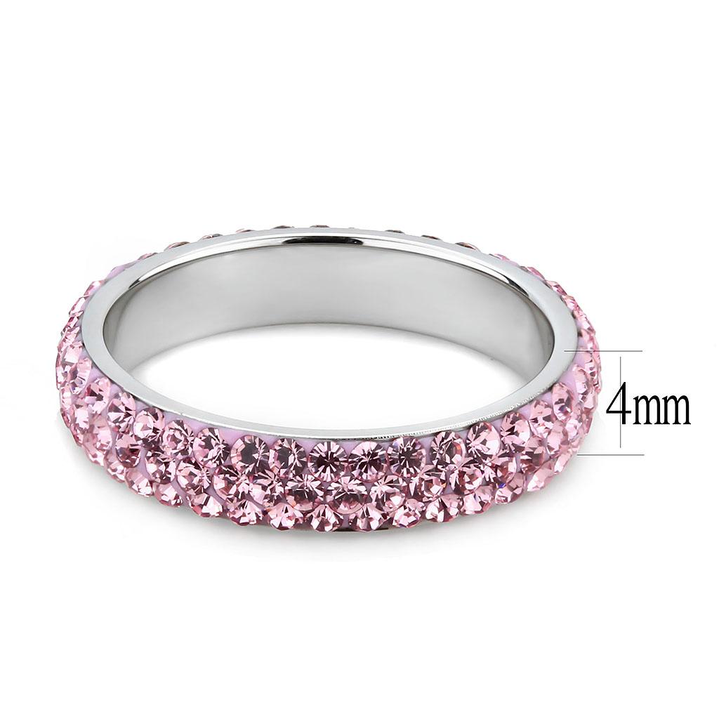 TK3543 - High polished (no plating) Stainless Steel Ring with Top Grade Crystal  in Light Rose-1