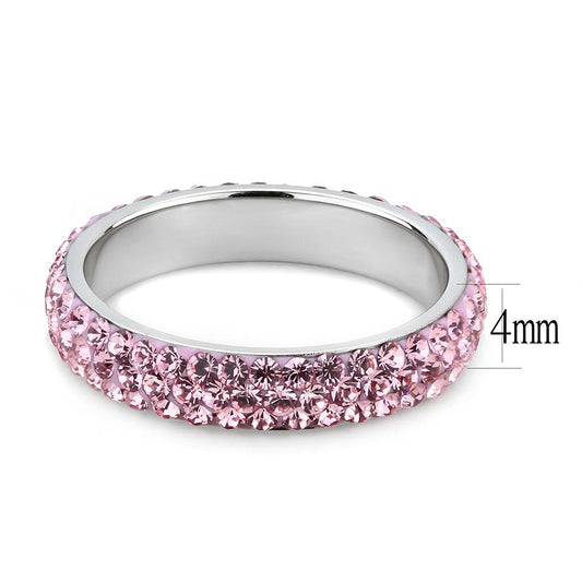 TK3543 - High polished (no plating) Stainless Steel Ring with Top Grade Crystal  in Light Rose-1