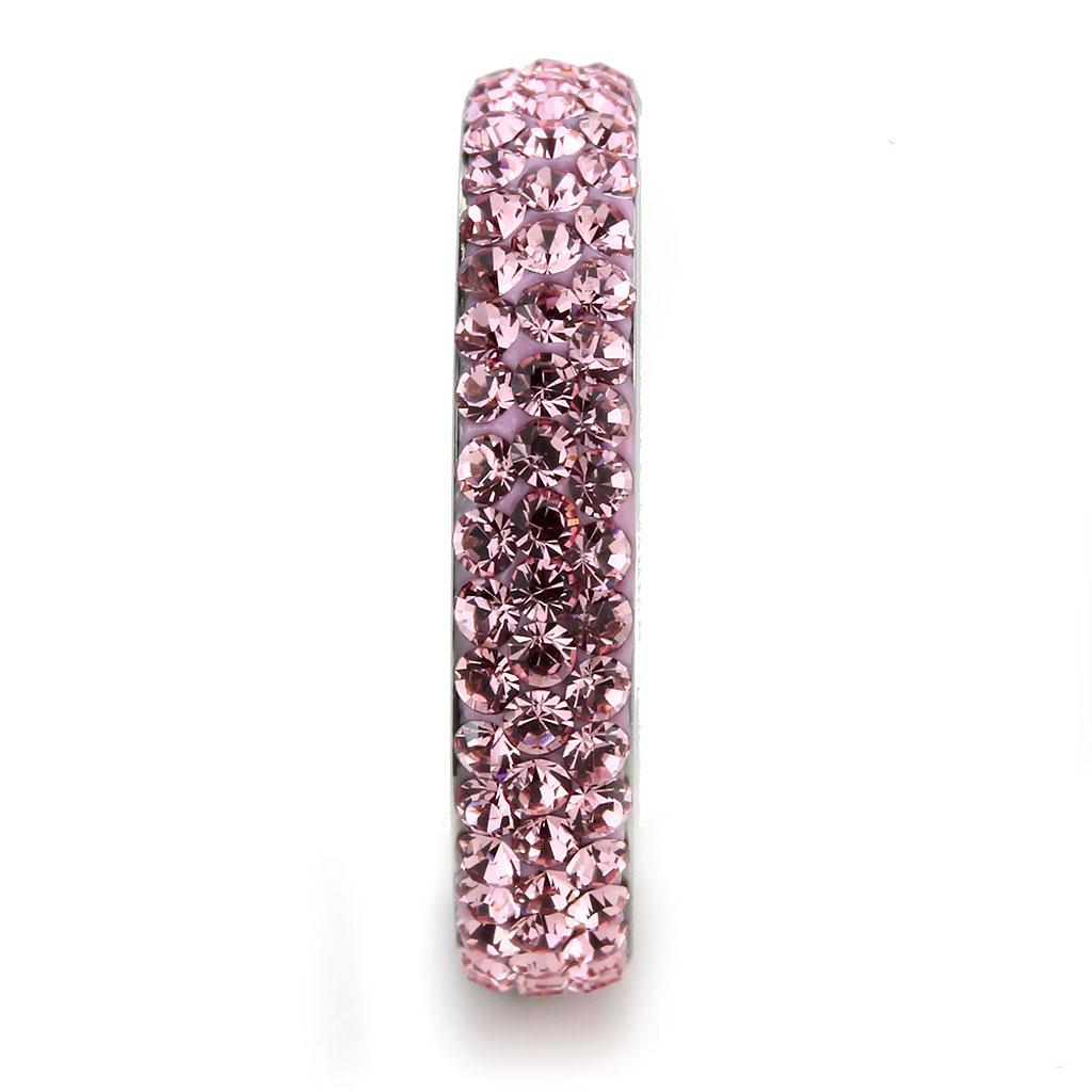 TK3543 - High polished (no plating) Stainless Steel Ring with Top Grade Crystal  in Light Rose-3