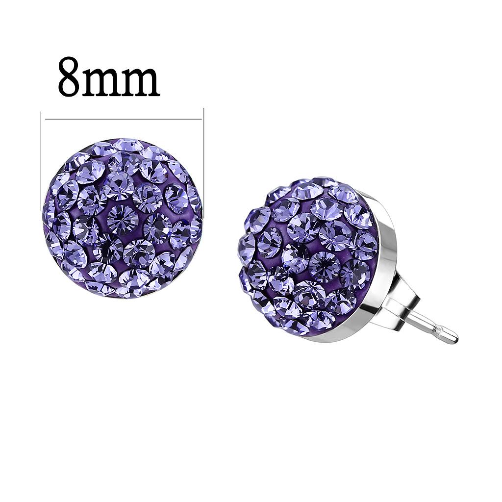TK3551 - High polished (no plating) Stainless Steel Earrings with Top Grade Crystal  in Tanzanite-1