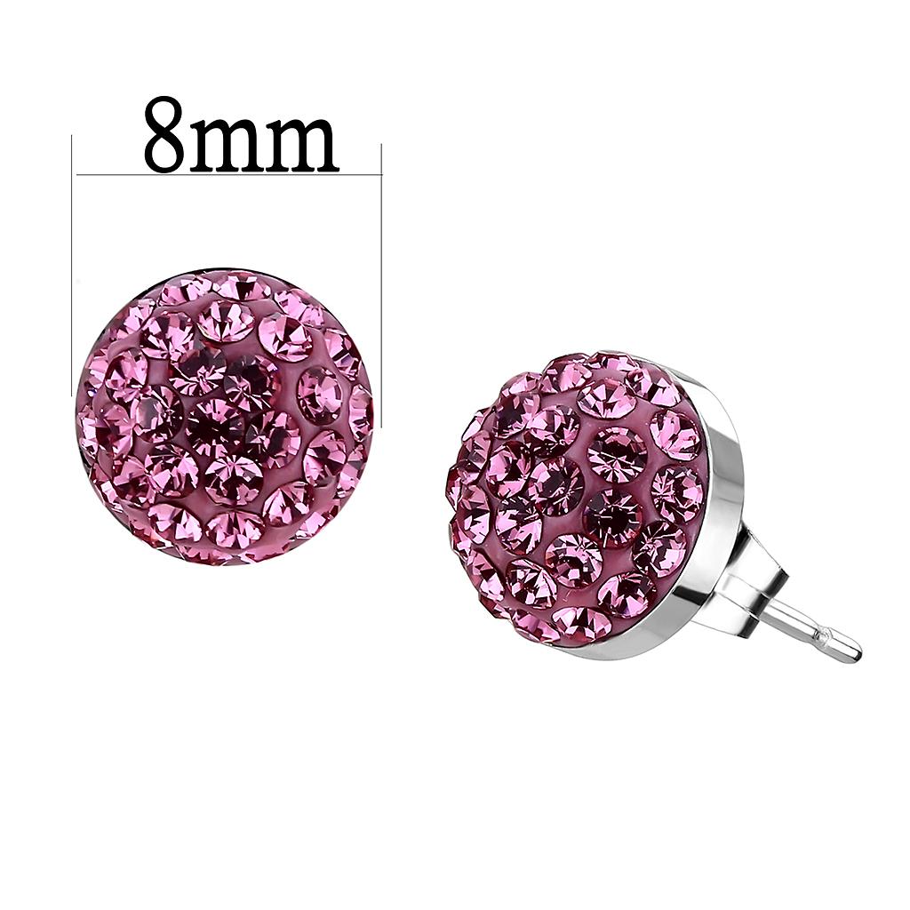 TK3553 - High polished (no plating) Stainless Steel Earrings with Top Grade Crystal  in Rose-1