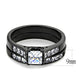 TK3555 - IP Black(Ion Plating) Stainless Steel Ring with AAA Grade CZ  in Clear-1