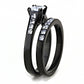 TK3555 - IP Black(Ion Plating) Stainless Steel Ring with AAA Grade CZ  in Clear-3