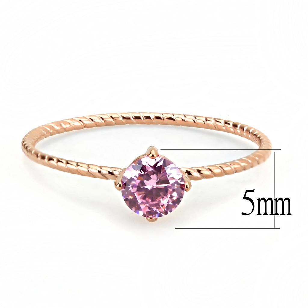 TK3558 - IP Rose Gold(Ion Plating) Stainless Steel Ring with AAA Grade CZ  in Rose-1