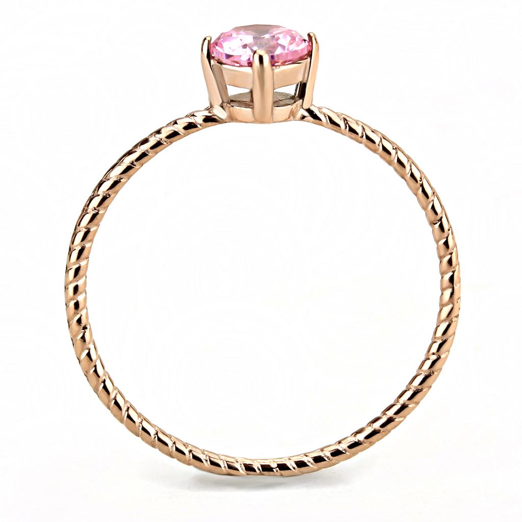 TK3558 - IP Rose Gold(Ion Plating) Stainless Steel Ring with AAA Grade CZ  in Rose-2
