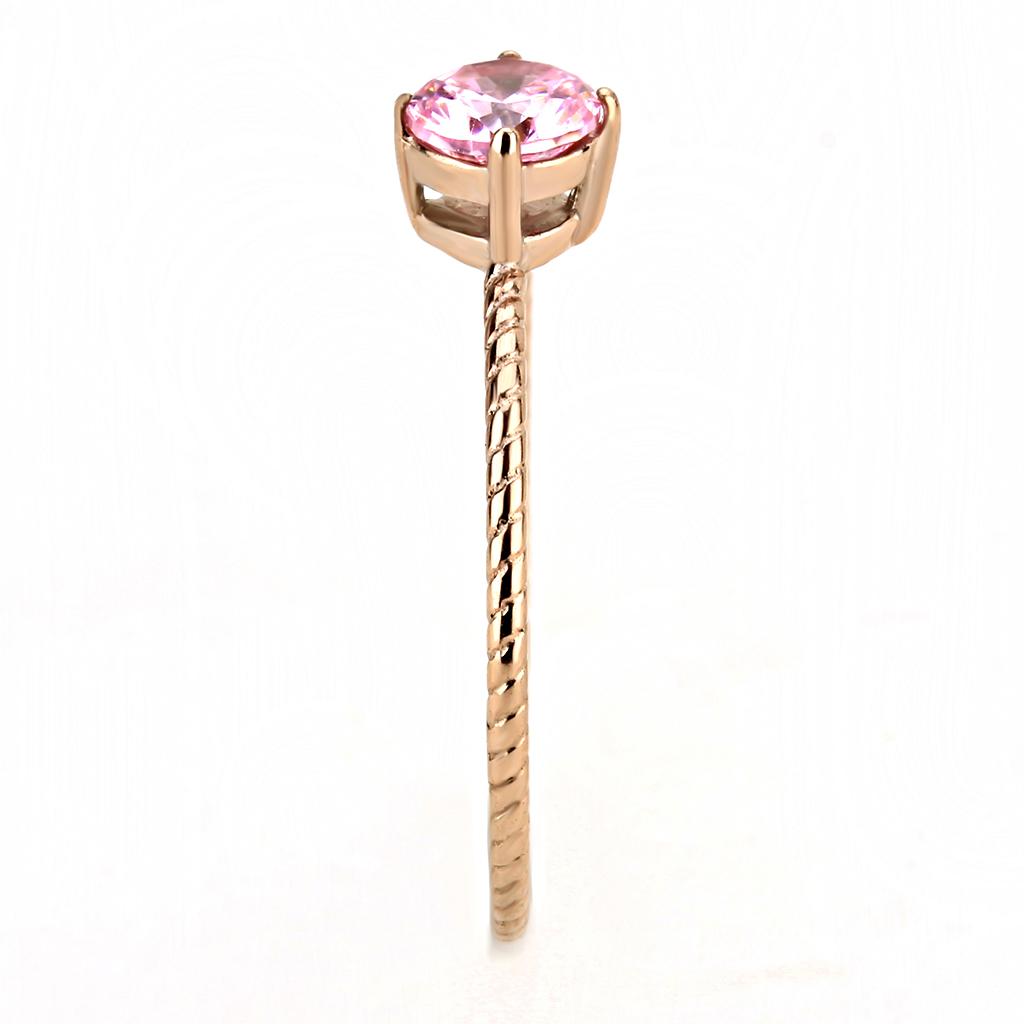 TK3558 - IP Rose Gold(Ion Plating) Stainless Steel Ring with AAA Grade CZ  in Rose-3