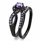 TK3560 - IP Black(Ion Plating) Stainless Steel Ring with AAA Grade CZ  in Amethyst-3